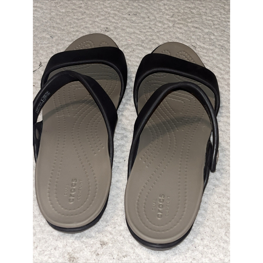 CROC Chocolate Expresso Brown 2 Strap Spa Pool SANDALS Women Size 9 EUC - Picture 2 of 6